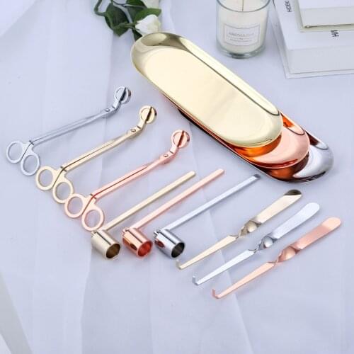 4Pcs/set Metal Candle Accessories Candle Wicks Trimmer Cutter Scissors Candle Snuffer Trimmer Hook Dipper Extinguisher Tool Tray