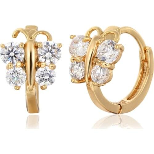 5 colors Baby Girls Small Round Circles Huggies Hoop Earrings Gold Color Butterfly Cubic Zircon Jewellery For Kids Children Aros