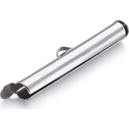 50pcs 10/13/20/25/30mm Iron Metal Beaded Slide On End Clasp Tubes Slider End Caps Connector Clasps Buckles for Beadwork Cylinder