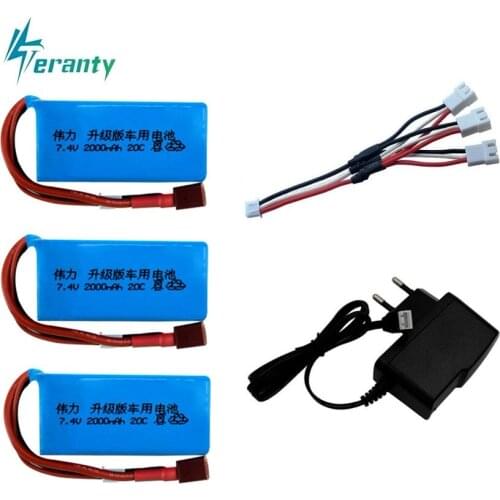 7.4V 2000mah rechargeable Battery For Wltoys V353 A949 A959 A969 A979 k929 7.4v Battery + Charger For RC Car Helicopters Boats