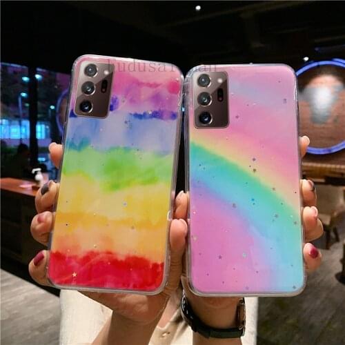 Glitter Rainbow Phone Case for Samsung Galaxy S20 FE Ultra Plus A50 A51 A71 A30 A12 A42 A11 A21S A31 A20S Soft TPU Back Cover