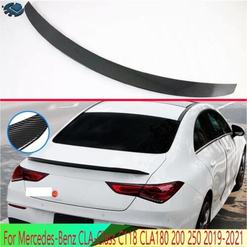 For Mercedes-Benz CLA-Class C118 CLA180 200 250 2019-2021 Carbon Fiber Style Side Rear Window Spoiler Cover Trim Molding Garnish