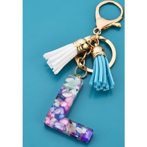 2021 New Creative 26 Initials Letter Key Chain Resin Pendant Alphabet Key Ring Party Gift Jewelry for Women Pendant EH1001