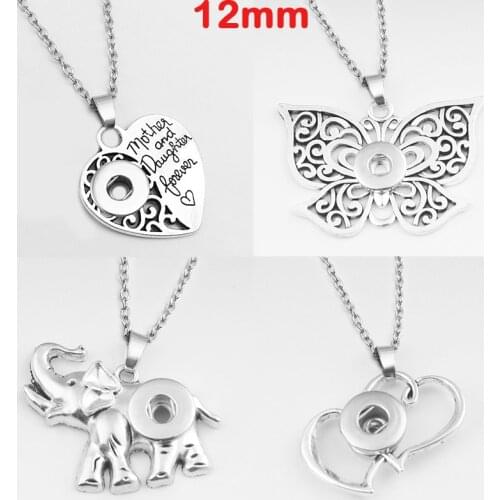 LOVE Elephant Butterfly CROSS MOON Flower 12mm Snap Button Jewelry Necklace Nc8821
