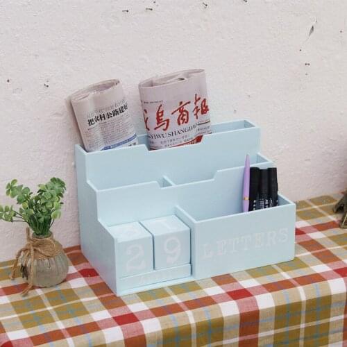 Wooden Storage Magazine File Storage Holder With Calendar Stationery Box Make Up Organizer Wooden Calendar
