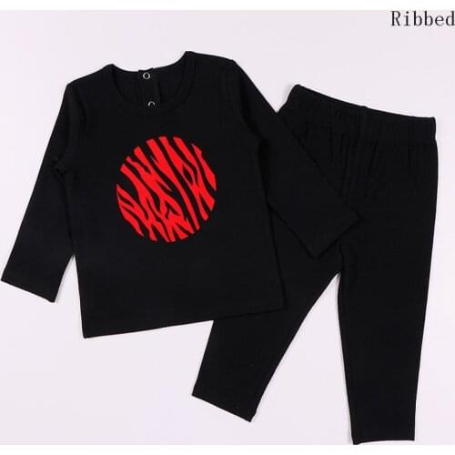 Children clothes 2pcs set Ribbed kids clothes baby boys clothes girls clothes round neck long sleeves top long pants baby set