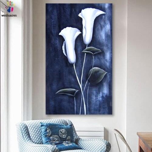 DIY colorings pictures by numbers with colors Vintage white tulip flower picture drawing painting by numbers framed Home