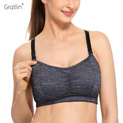 Gratlin Womens Wire Free Full Cup Sports Maternity Nursing Bra Racerback