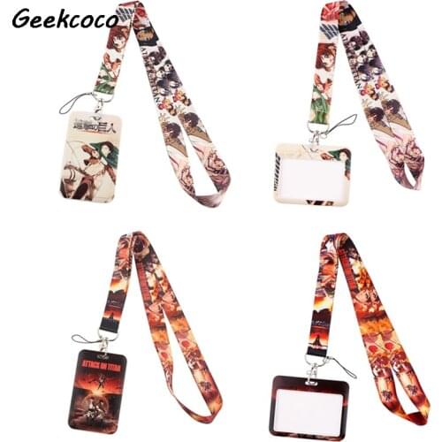 J2690 Anime Boy Neck Strap Lanyard for keys Gym Mobile Phone Straps USB badge holder DIY Hang Rope With PVC Card Holder Case