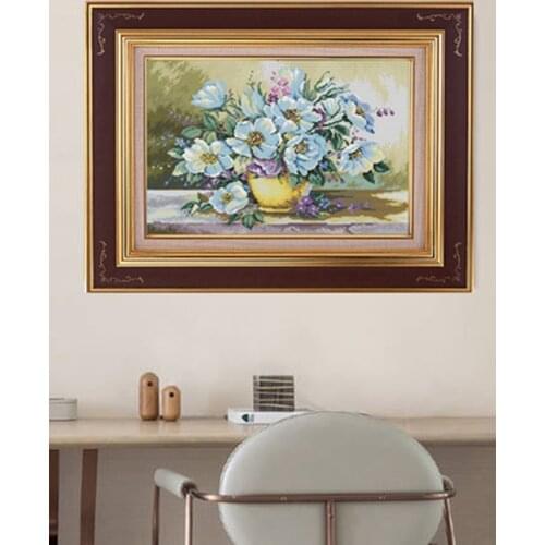 Oil Painting Decoration Flower White Bottle Cross stitch Cotton Print Kit 11CT14CT18CTDIY Hand Embroidered Material Kit