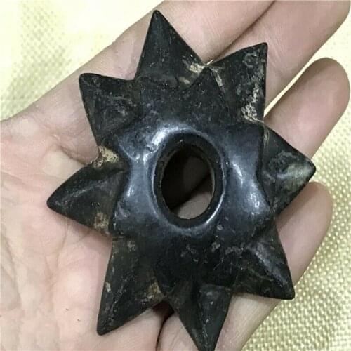 China Red Mountain Culture Collection Iron Meteorite Carved Octagonal Pendant
