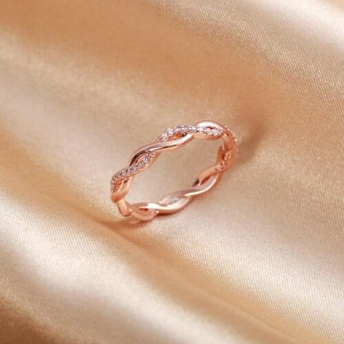 Classic Wedding Ring For Women Girls Simple Classical color Mini Crystal Brass Rose Gold Color Rings Fashion Jewelry Accessories