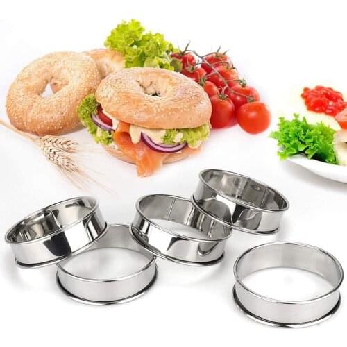 6 PCS Cooking Round Cake Ring Mold Stainless Steel Muffin Tart Rings Metal Molds Double Rolled Crumpet Circular Pastry