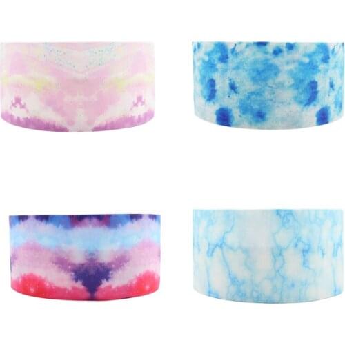 Q&N ribbon 16mm 22mm 25mm 38mm 50mm 75mm Tie-dye Printed Grosgrain Ribbon Webbing 50yards/roll For Hair Tie Free Shipping