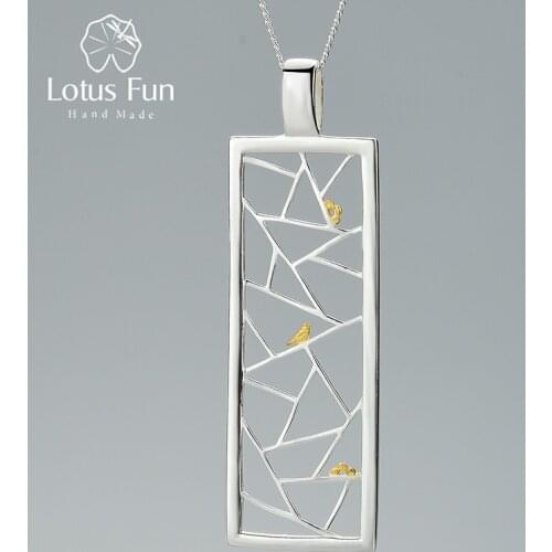 Lotus Fun Real 925 Sterling Silver Handmade Jewelry Oriental Element Window Decoration Paper-cut Design Pendant without Necklace