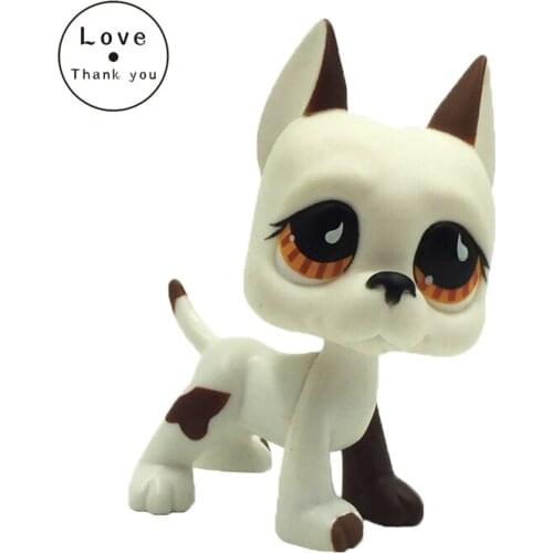 Lps cat pet shop toys white dog figure with yellow eyes GREAT DANE #750 lovely kids gift