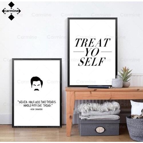 Minimalist Letters Painting Ron Swanson Quotes Poster Black and White Canvas Print Recreation Saying Wall Picture for Home Decor