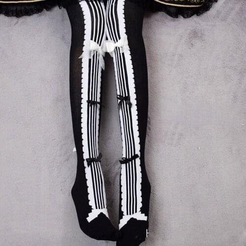 Music Score ~ Sweet Lolita Patterned Stockings Thigh High Socks with Bows