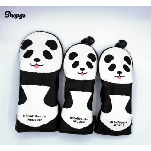 Panda Golf Club Headcover Golf Driver Fairway Woods Covers Complete Set Cute Animal Mascot Novelty Gift