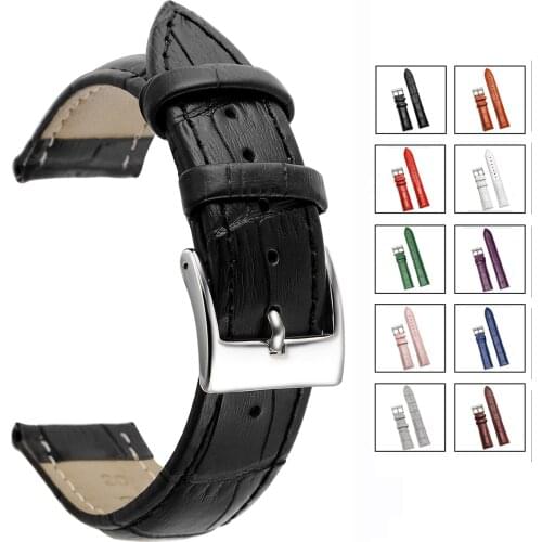Comfortable Cowhide Genuine Leather Watch Strap 12/14/16/18/20/22/24 mm Watch Pin buckle Band Soft Wrist Belt Bracelet + Tool
