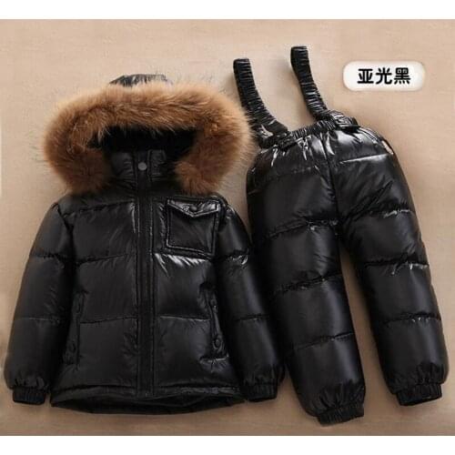 Retail winter baby childrens wear down jacket dress free shipping in stockRussian winter white duck suit children