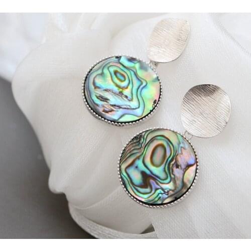 Inlaid Natural Pearl Shellfish Earring Fashion 925 Sterling Silver Circular Earrings Female Wedding Party Fine Jewelry Gift