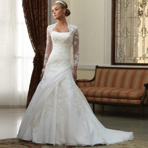 Bridal gown Stunning Hand-made whole sale New Style vestido de noiva Muslim Lace Shawl A-Line 2018 mother of the bride dresses