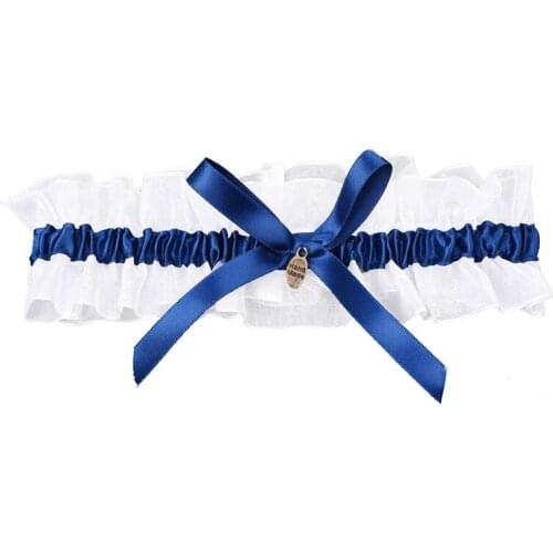 Brides Bridal Wedding Garters Satin Bowknot Flowers Royalblue