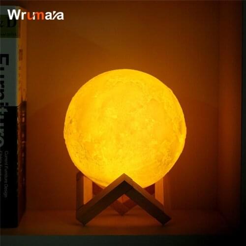 Wrumava 8cm 3D Magical Moon LED Night Light Moonlight Desk Lamp USB Rechargeable Light Stepless for Home Decoration Christmas