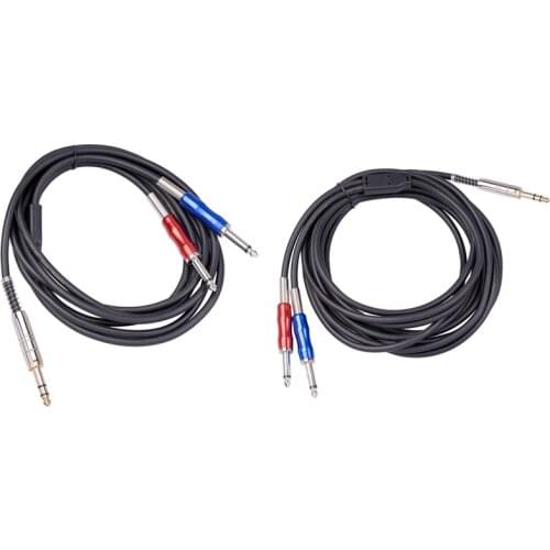 TRS Stereo Y-Splitter Insert Cable, 1/4 Inch Male Jack to Dual 1/4 Inch(6.35mm) Male TRS Mono Breakout Cable