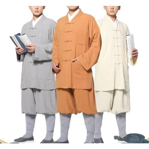 Unisex cotton&linen shaolin monk kung fu suits zen lay clothing buddha outfit meditation uniforms