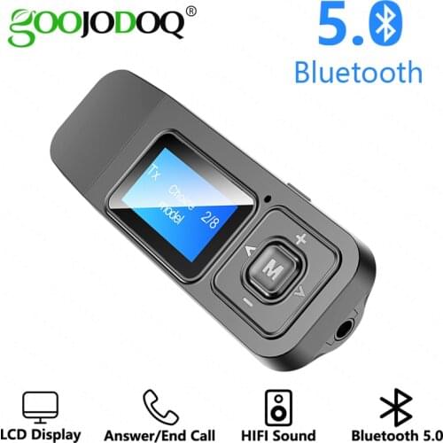 USB Bluetooth 5.0 Transmitter Receiver 5 in 1 LCD Display Adapter Dongle 3.5 AUX for TV PC Headphones Home Stereo Car HIFI Audio