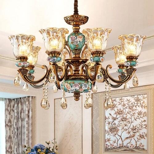 Nordic Vintage Living Room Chandeliers Ceiling Lustre Crystal Luxury led lamp Retro Bedroom Dining Room Chandelier Lighting