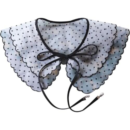 40GC Vintage Embroidery Doll Fake Collar Shawl Hollow Out Lace Wavy Half Shirt Dickey