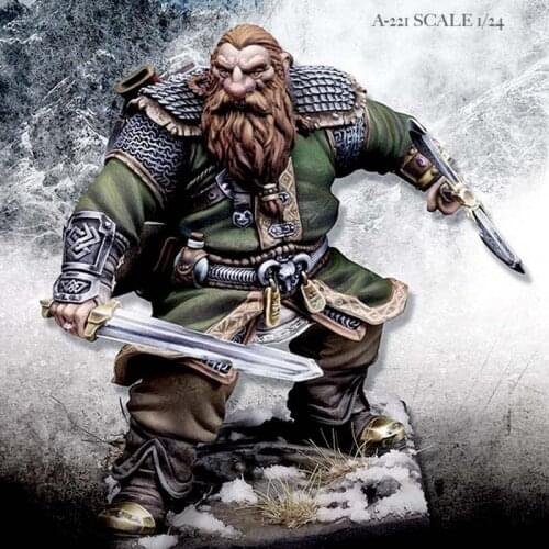 YUFAN GK Handmade White Model 1/24 Snow Mountain Dwarf Resin Soldier (Unpainted Kits) A-221
