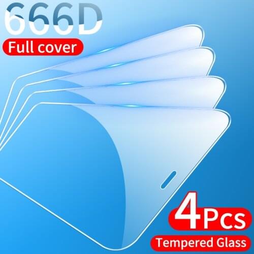 4Pcs Full Cover Tempered Glass on the For iPhone 7 8 6 6s Plus 5S SE 12 mini 11 Pro X XS Max XR SE 2020 Screen Protector Glass