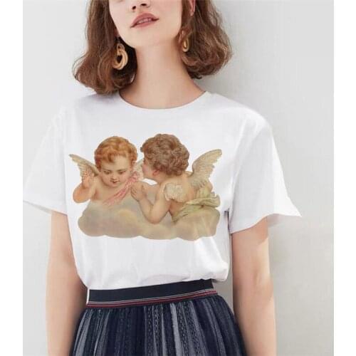 Womens T-shirts Korean Style Fashion Hot Sale T Shirt Oversized Cartoon Printing White Tops Girl Clothes S-XXXL