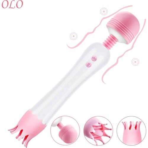 AV Magic Wand Vibrator Sex Toys for Women Licking Tongue Vaginal Massager Clitoris Stimulator Oral Clit Double Head Vibrators