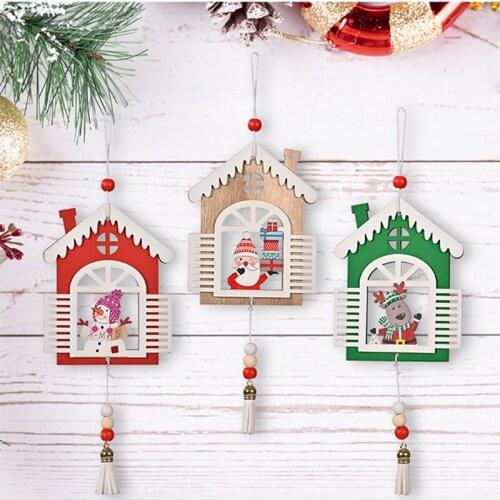 1pcs Wooden Christmas Tree Decorations Hanging Pendant Craft Ornament New Year 2022 Christmas Craft Navidad