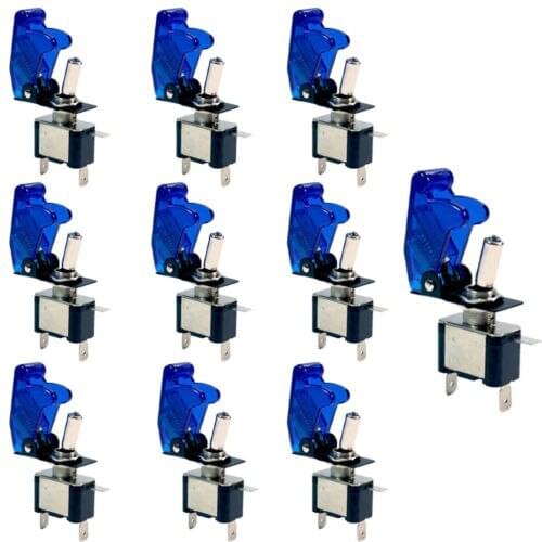 10 X 12V 20A 20Amp red green Blue yellow white Cover LED Light Toggle Switch SPST ON/OFF Car Auto Boat