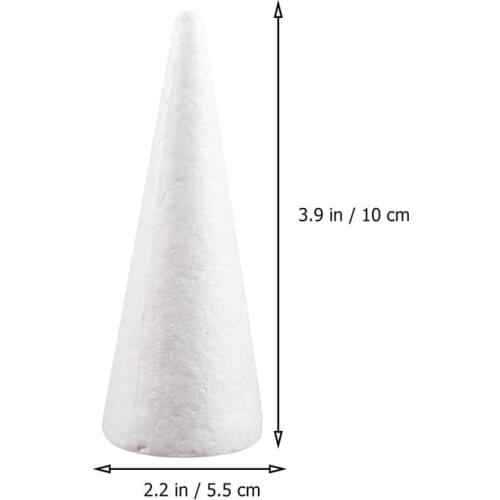 12pcs 10cm White Solid DIY Cone Children Handmade Craft Cone Accessories For Home Craft Christmas Foam Cone DIY Decoration