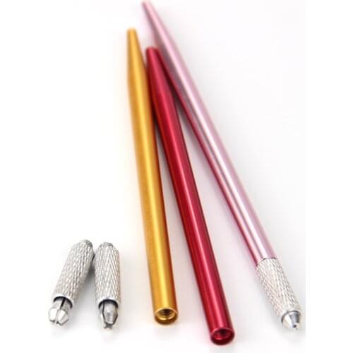 20Pcs Microblading Manual Tattoo Pens Fog Needle Eyebrow Makeup Tool Colorful Handmade Embroidery Classic Single Head Tattoo Pen