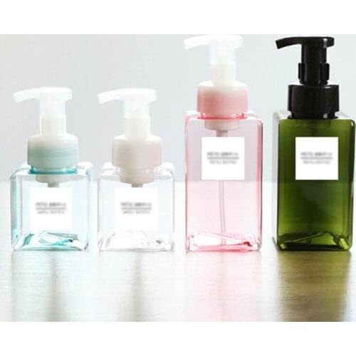 6 Colors Square Clear Foaming Bottle Foam Pump Bottles Liquid Soap Whipped Mousse Points Bottling Shampoo Lotion Shower Gel