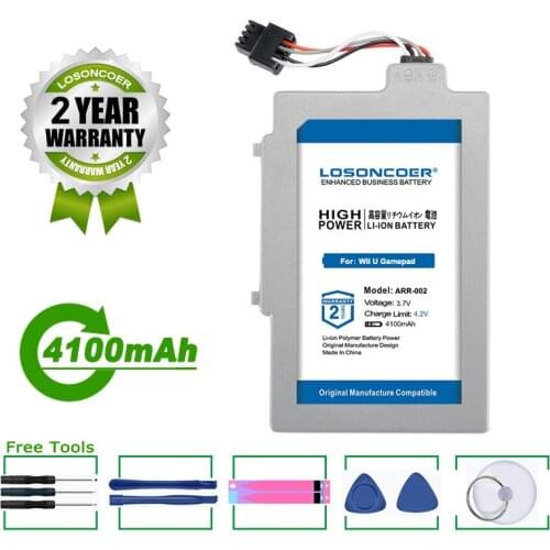 LOSONCOER Battery 4100mAh WUP-002 Battery Pack ARR-002 For Nintendo Wii U GamePad Controller Joystick Free Screwdriver