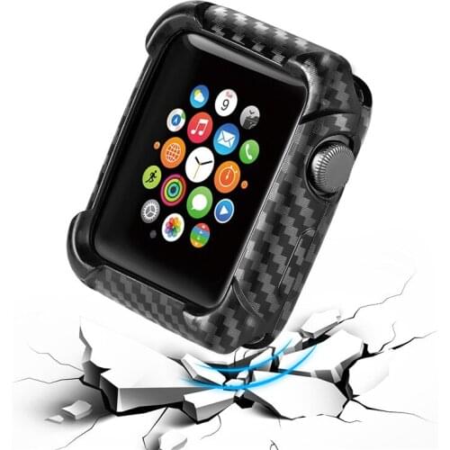 Carbon Fiber Bumper Protective Case Cover For Apple Watch Series 4 3 2 1 Watch Case Shockproof For iWatch 38mm 40mm 42mm 44mm