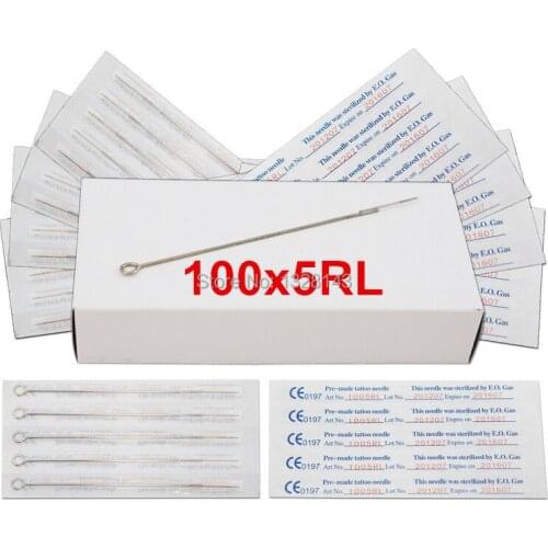 Freeshipping 100PCS 5RL Pre-Made Disposable Sterilized Tattoo Needles Round Liner Tattoo Needle for tattoo machine