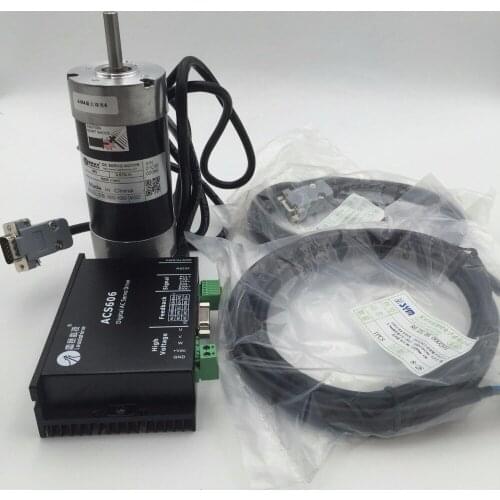 DC Brushless 180W Square Flange Servo Motor Driver 0.57Nm 3000rpm with 3meter Encoder Cable 57BL180D-1000+ACS606