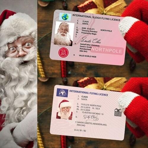 Christmas Santa Claus Flight License Christmas Eve Driving Licence Christmas Gifts For Children Kids Christmas Tree Decoration