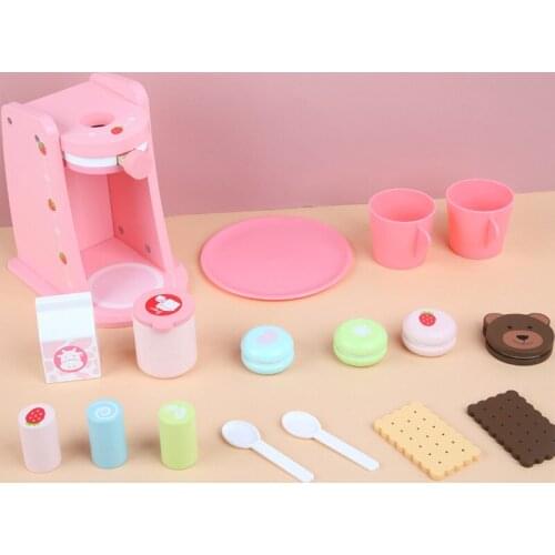 Wooden Childrens Toys Wooden Simulation Coffee Machine Toy Afternoon Tea Kitchen Cutlery Set Gift Parent-child Interaction Gift