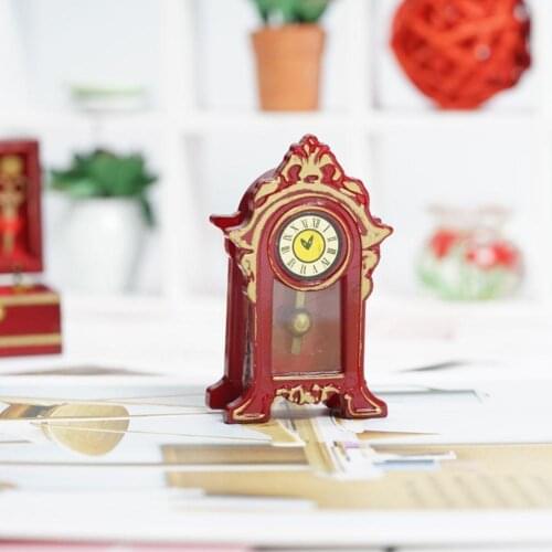 Dongzhur 1:12 Miniatures Dollhouse Accessories Classic Retro Dollhouse Decoration M Mini Clock Vintage Handicraft W9M1 Time V2W4